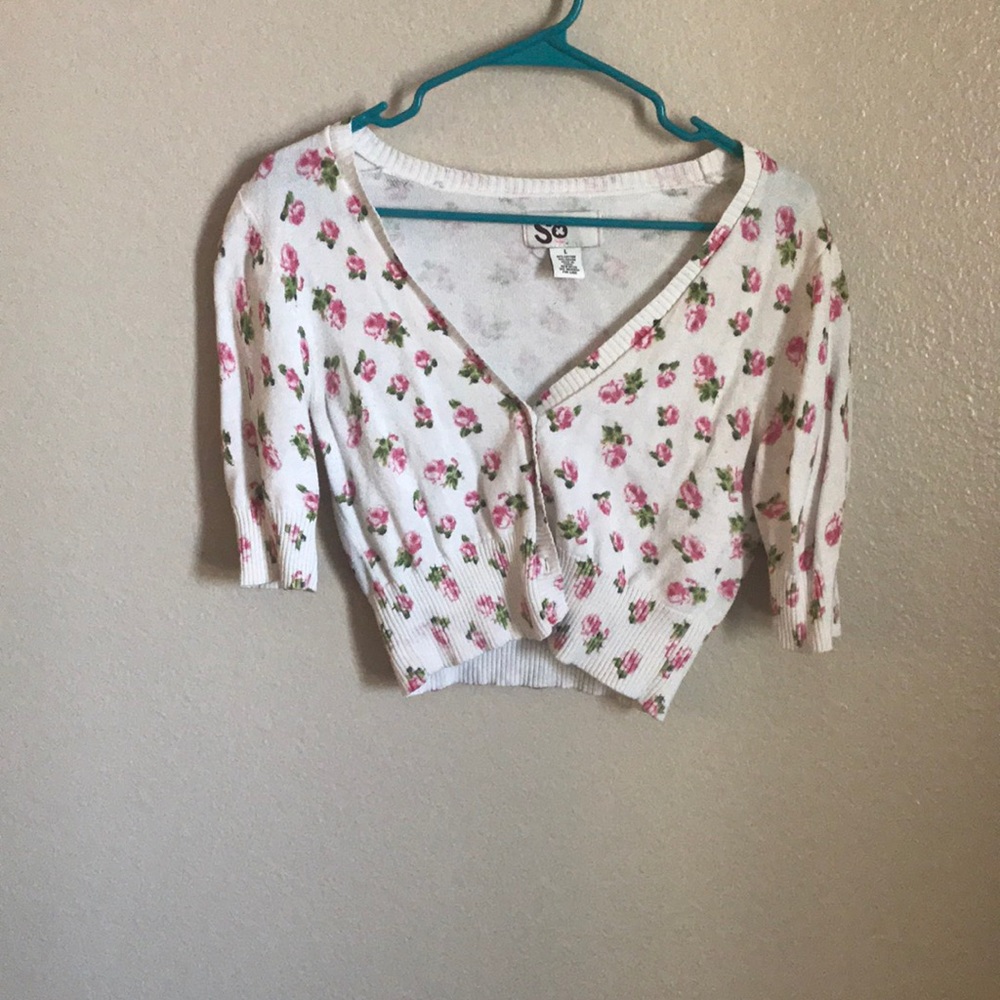 Flower crop cardigan